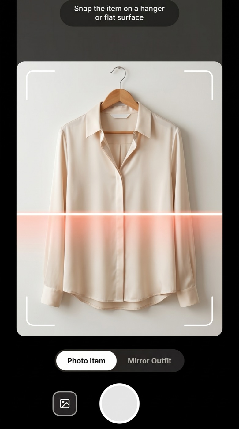 Outfit scanner — scanning an item on a hanger
