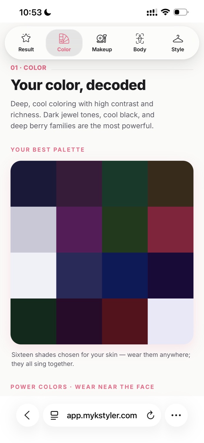 Full report — your colour palette